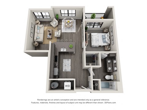 1 bed 1 bath floor plan C at 5300 Centre, St. Peters, 63376